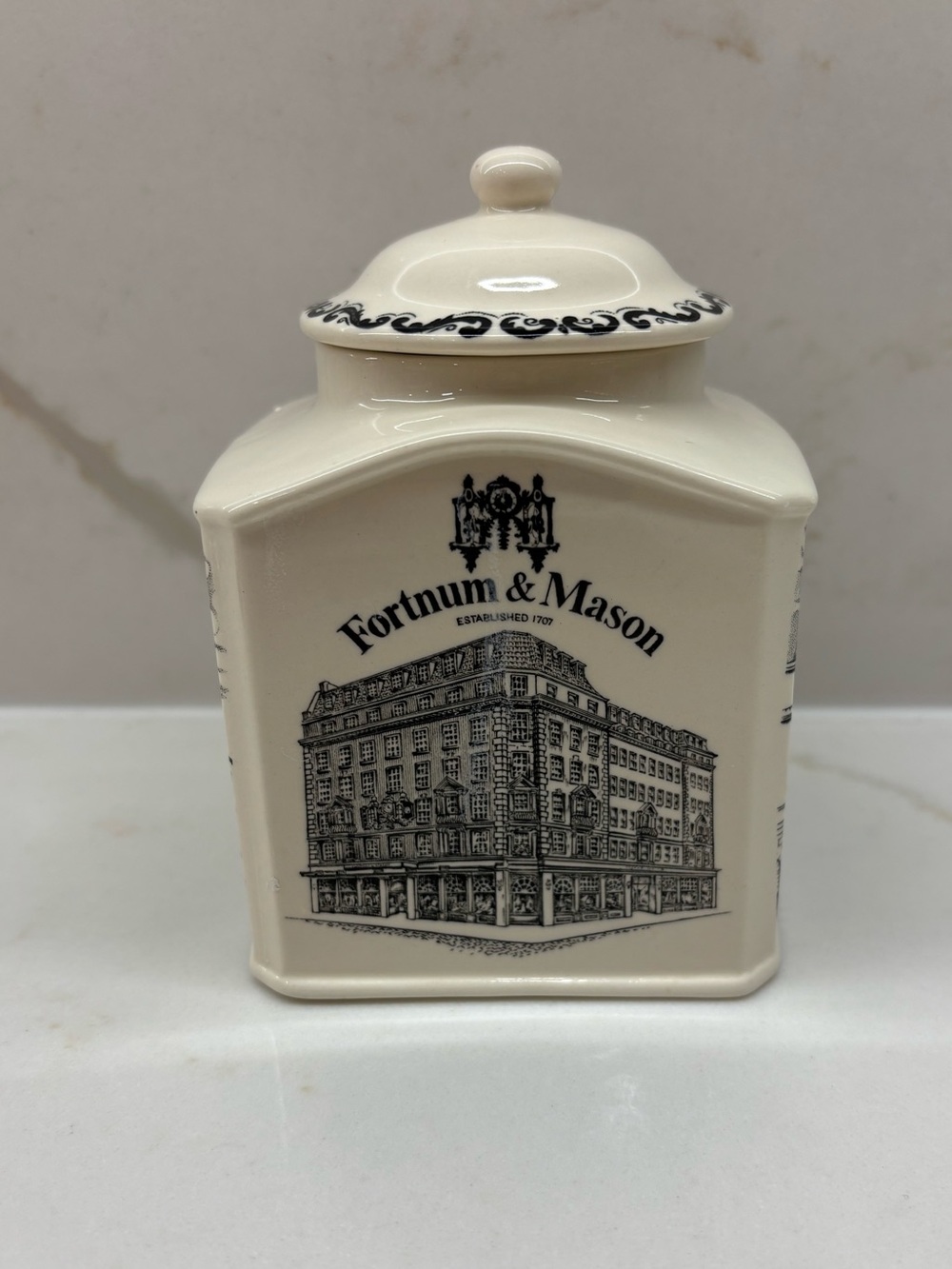 Vintage Mason’s Ironstone Fortnum & Mason Tea Jar Canister London Landmarks